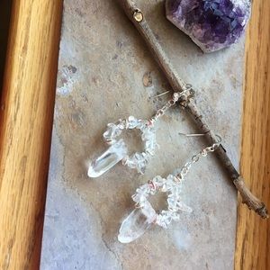 Quartz Crystal Point Earrings//Handmade